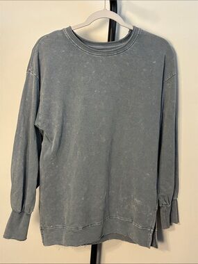 Mustard Seed Slate Gray Tunic Sweatshirt Boho Distress Mineral Wash Small